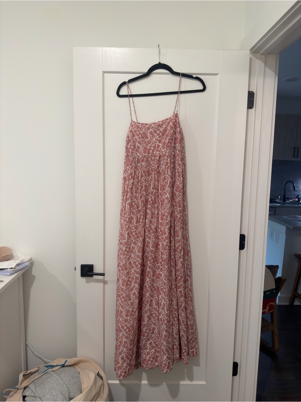 Mango Dusty Pink Floral Spaghetti-Strap Maxi Dress